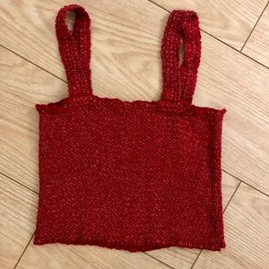 Brandy Melville Red Smocked Ellie top